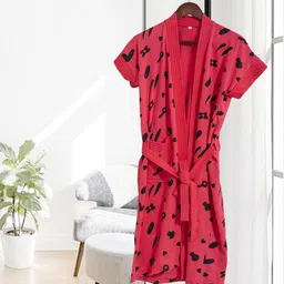 HotGown Women Printed Bath Robe With Belt-image-91