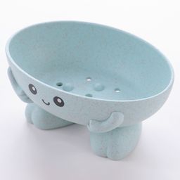fab n funky Self Draining Free Size Soap Case with Cartoon Face Print - Blue image 3