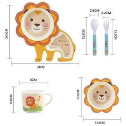 ARCADE TOYS Lion Shape Bamboo Dinnerware Set for Kids(Set of 5) - Multicolour image 3