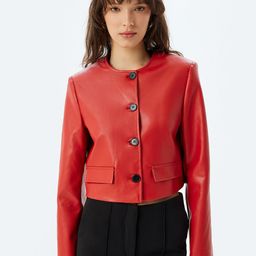 Koton Collarless Long Sleeves Leather Jacket-image-19