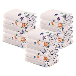 Kuber Industries White & Purple 18 Pieces Floral Printed Cotton 210 GSM Face Towels-28