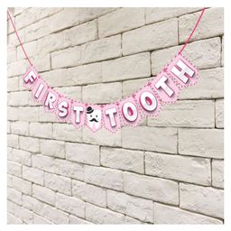 Wobbox First Tooth Banner, I Got My First Tooth Banner, I Got My First Tooth Decoration Items Pink-Pack Of 1 image 4