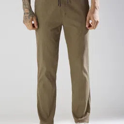 TCI Men Solid Relaxed Fit Mid Rise Regular Trousers-image-21