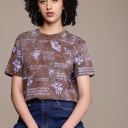 The Roadster Life Co. Printed Drop-Shoulder Sleeves Pure Cotton Boxy Washed T-shirt-image-59
