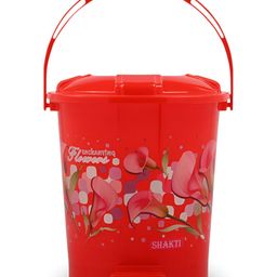 Kuber Industries Red 3 Pieces Printed Pedal Dustbin with Lid & Handle image 5