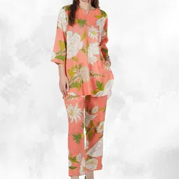 BAESD Floral Printed Notch Neck Pure Cotton Tunic With Trouser-picture-18