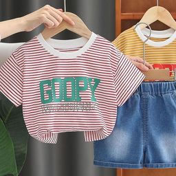 LULU & SKY Boys Striped T-shirt with Shorts-image-114