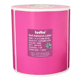 Tudko 75x75 mm 80 GSM 1 UP Self Adhesive Paper Label Pink-18