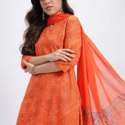 HERE&NOW Indie Florals Print Kurta with Trousers & Dupatta-picture-46