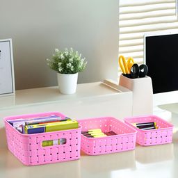 Aura Pink Set of 3 Regular Desk Organiser Organisers-image-46