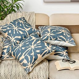 ANWYN Blue & Beige Set of 5 Abstract Square Cushion Covers-image-86