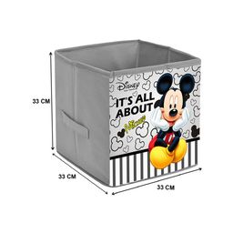 Kuber Industries Set Of 3 Grey & White Disney Micky Print Foldable Organiser Basket With Handles image 2