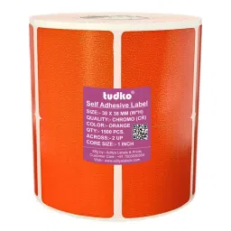 Tudko 38x38 mm 80 GSM 2 UP Self Adhesive Paper Label Orange-image-14