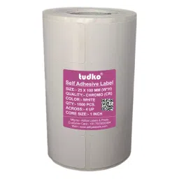 Tudko 25x100 mm 80 GSM 4 UP Self Adhesive Paper Label White-10