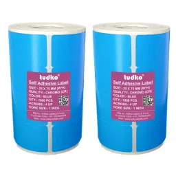 Tudko 25x75 mm 80 GSM 4 UP Self Adhesive Paper Label Blue (Pack of 2 Pcs)-image-90
