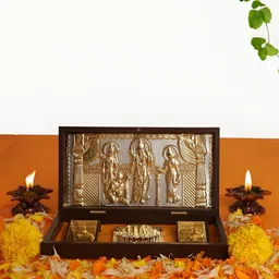 INTERNATIONAL GIFT Gold-Toned Ram Charan Paduka Religious Foot Prints Pooja Essentials-image-14