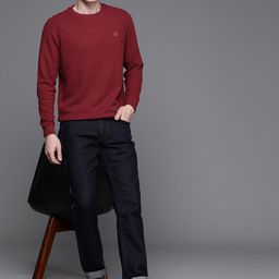Louis Philippe Self Design Minimal Logo Embroidered Sweatshirt-picture-19