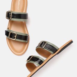 Allen Solly Women Striped Open Toe Flats with Buckle Detail-image-80