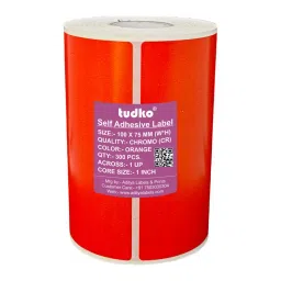 Tudko 100x75 mm 80 GSM 1 UP Self Adhesive Paper Label Orange-11