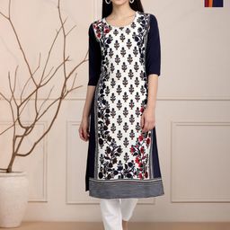 Moda Rapido Women Ethnic Motifs Printed Floral Crepe Kurta-picture-2