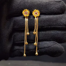 Anshenterpris Gold-Plated Crystals Studded Contemporary Drop Earrings-72