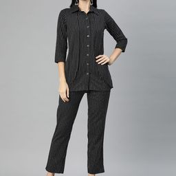 Cottinfab Striped Kantha Work Pure Cotton Co-Ords-image-49