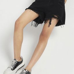 Sera Women Frayed Hem Distressed Denim Shorts-image-88