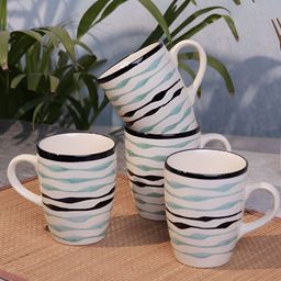 Myntra Elegant Homes Off White & Blue 4 Pieces Printed Ceramic Milk Mugs - 220 ml-53