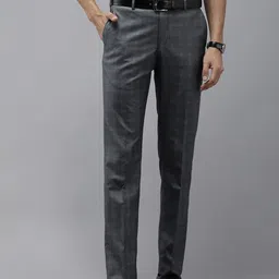 Park Avenue Men Mid-Rise Checked Smart Trousers-image-62