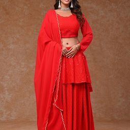 Futra Gabha Embroidered Sequinned Semi-Stitched Lehenga & Unstitched Blouse With Dupatta-picture-55