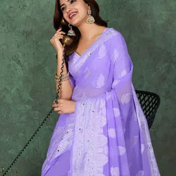 Mitera Woven Design Zari Pure Georgette Saree-image-40