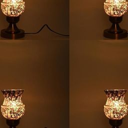 SOMIL Set of 2 Black Printed Glass Cylindrical Shaped Table Lamp-image-32