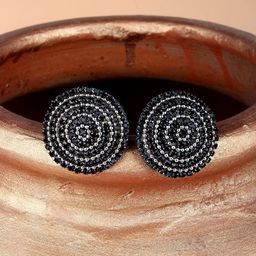 StyleCast Silver-Plated Rhinestone Studded Circular Shaped Studs-image-26