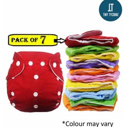Tiny Tycoonz Pack of 7 Reusable and Washable Diapers with 7 Microfiber extra absorvent seven layers Inserts - Multicolor-20