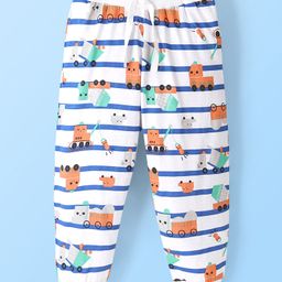 Babyhug Cotton Full Length Lounge Pant Construction Vehicles Printed - Light Grey-image-88