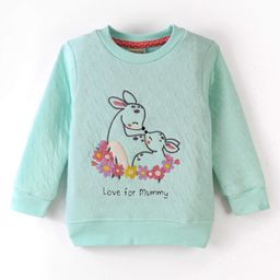 OLLYPOP Full Sleeves Sweatshirt Deer & Floral Embroidery - Sea Blue-image-19