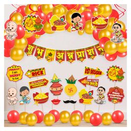 Zyozi Rice Ceremony Decorations Annaprasanam Decorations Items Red & Gold - Pack of 50-picture-12