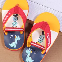 Cute Walk by Babyhug Flip Flops With Dino Print - Yellow-image-8