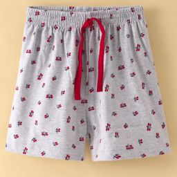 Evimo Single Jersey Knit Above Knee Length Shorts  Floral Print - Grey-image-101