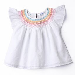 Nautinati Cotton Flutter Sleeves Swiss Dot Embroidered Top - White-image-84