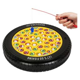 Magicwand Musical Rotating Tyre Fish Catching Musical Game with 45 Magnetic Fishes Pack of 1 Multi-Colored-23