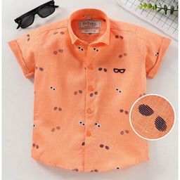 Dapper Dudes Half Sleeves Sunglasses Printed Shirt - Peach-image-35
