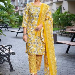 Royal Export Floral Printed Straight Kurta With Trousers & Dupatta-image-91