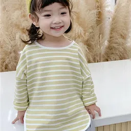 LULU & SKY Girls Striped V-Neck Drop-Shoulder Sleeves Pockets T-shirt-picture-51
