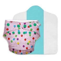 SuperBottoms  Starter Cloth Diaper Pack with 1 Free Size Diapers Reusable Diaper Liners 1 Insert and 1 Booster Pad - Color & Print may vary image 3