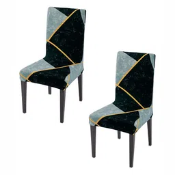 HOKIPO 2Pcs Grey Black Stretchable Chair Covers-19