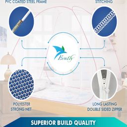 Evafly Mosquito Net for Single Bed Foldable Machardani Polyester Strong 30GSM Mesh - Red image 4