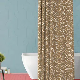 ArtzFolio Brown & White Printed Waterproof Shower Curtain-11