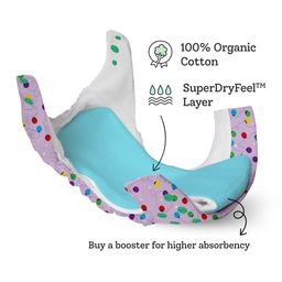 SuperBottoms  Starter Cloth Diaper Pack with 1 Free Size Diapers Reusable Diaper Liners 1 Insert and 1 Booster Pad - Color & Print may vary image 5