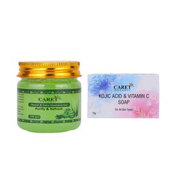 CARET ORGANIC Set Of 2 Kojic Acid & Vitamin C Soap & Neem & Tulasi Aloevera Gel-14